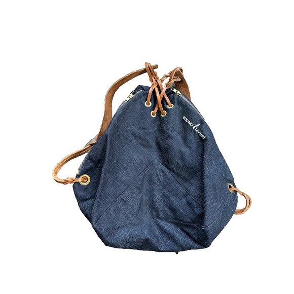 Treehouse Designs Handbags - Maui HI Treehouse Designs Mauna Backpack Sling Denim Leather Young Living Zipper